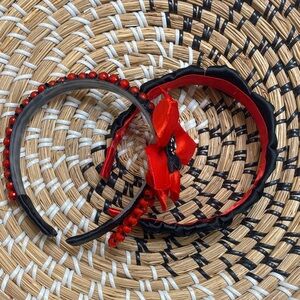 Red and Black Beaded Headbands- hand crafted